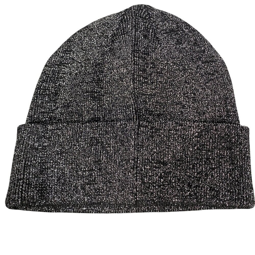Kate Spade 2024 silver metallic knit beanie hat OS elegant winter classic glam - Picture 2 of 7